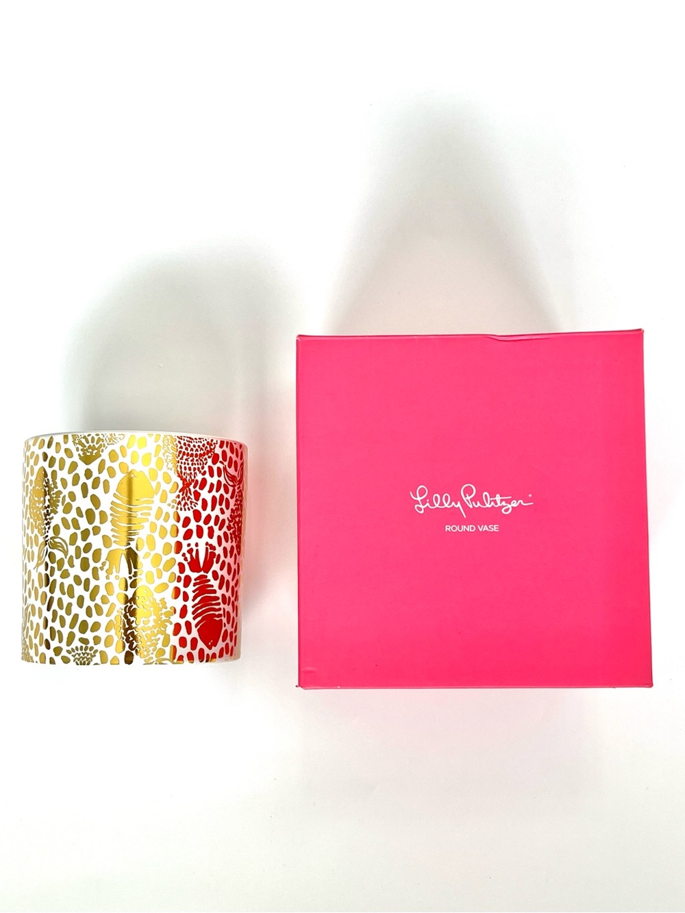 NWT Lilly Pulitzer porcelain vase  180500 gold sea life 5” x 5” in Lilly box!